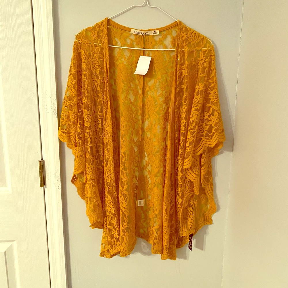 Mustard Lace Cardigan NWT